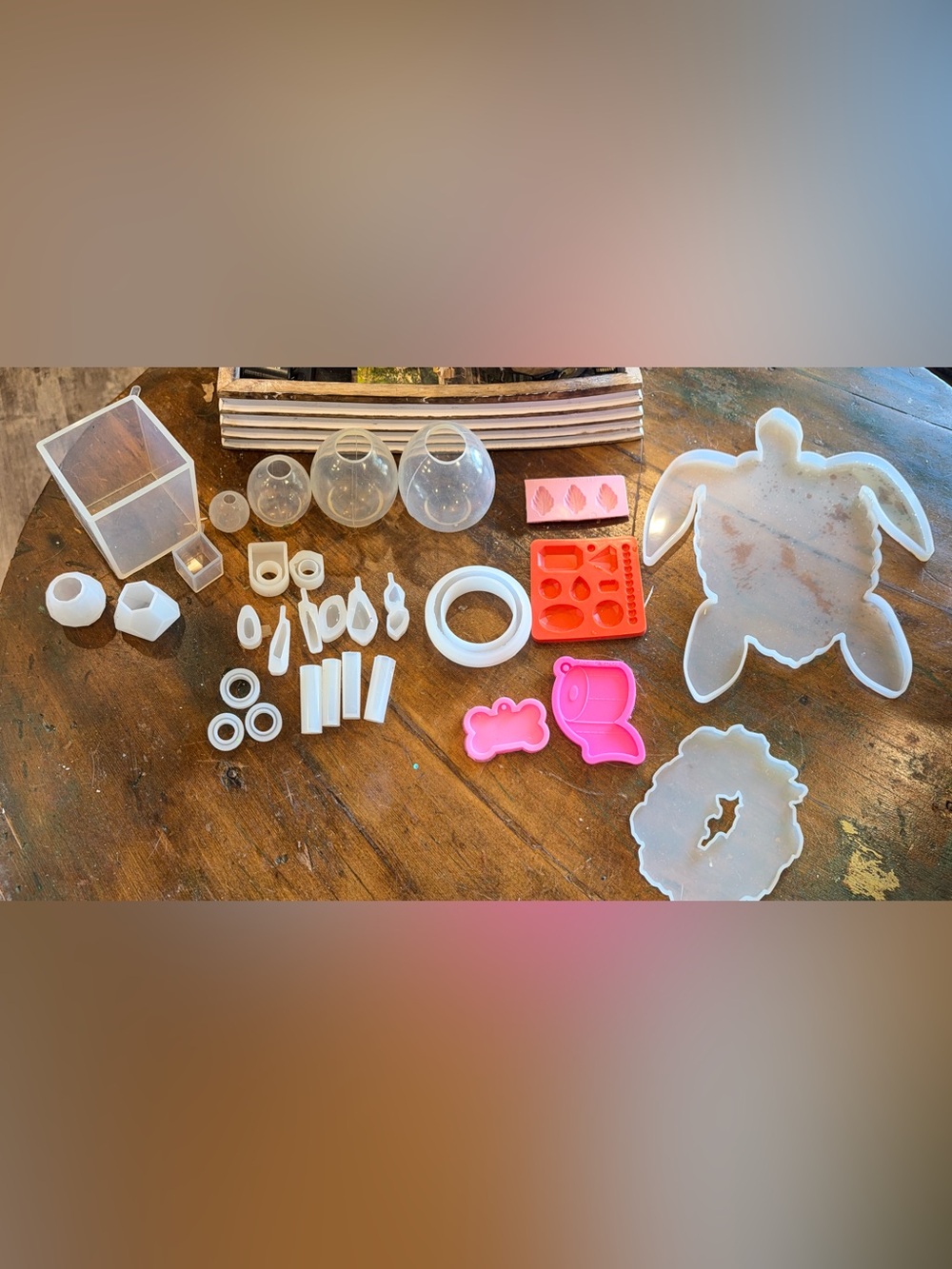 Resin Mold Kit Pieces — Pink, Red, Clear, White